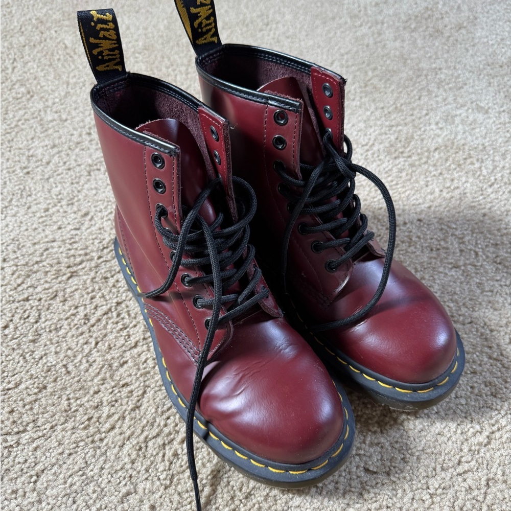 Dr. Martens Burgundy Leather Boots
